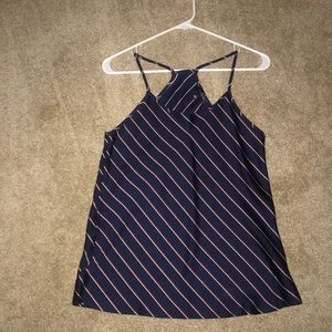 Blue Polyester racer back Spaghetti strap tank